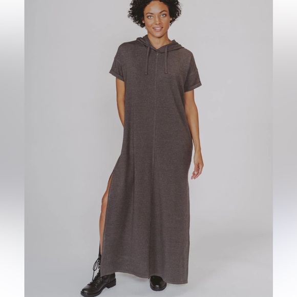The Normal Brand Charcoal Hoodie Dress - Picture 1 of 7